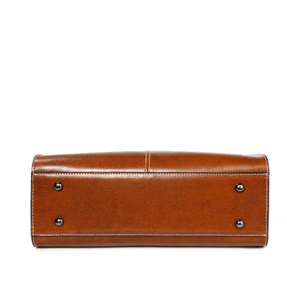 Oil wax stitching leather handbag