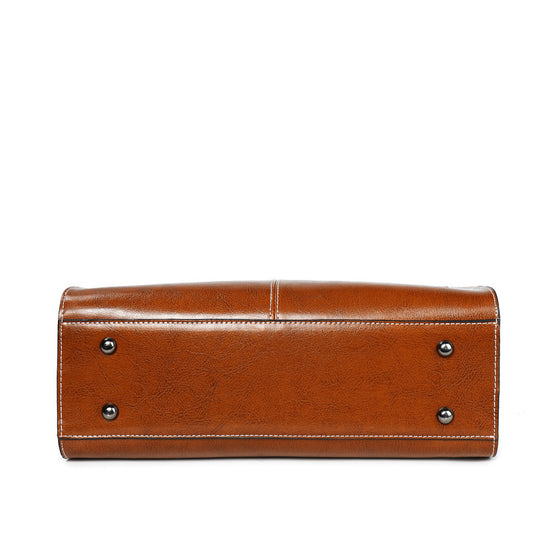 Oil wax stitching leather handbag