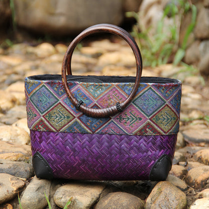 Women's New Ethnic Style Bamboo Woven Bag Handbag