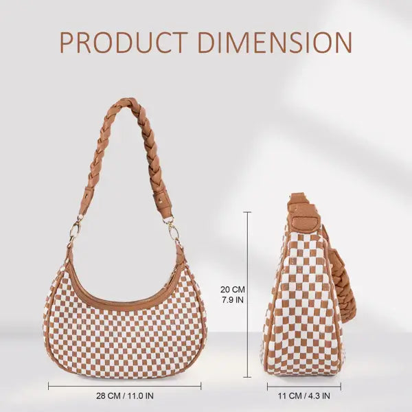 Women's Woven Hobo Handbag - Brown Vegan Leather Weave Tote Women Woven Hobo Handbag For Women Fashi | Ectron Online