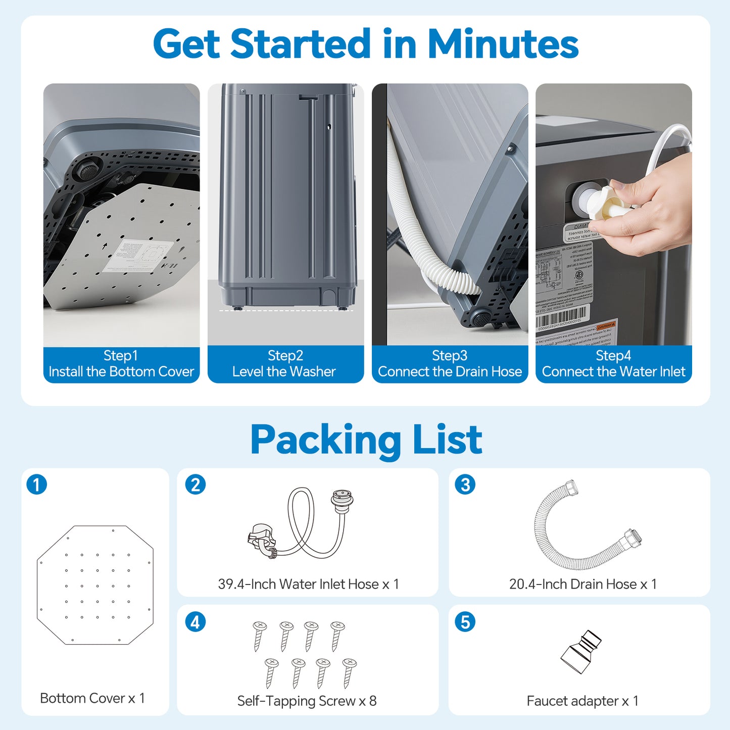 7.7 lbs Portable Washing Machine | Fully Automatic Compact Model