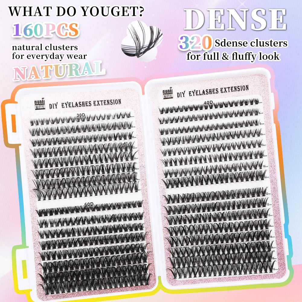 32-Row Cluster Eyelash Book - 640 Segmented DIY Lash Extension Set