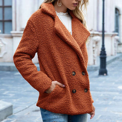 Women's Fluffy Lapel Coat - Loose Winter Jacket Loose Lapel Fluffy Coat Winter Button Ja | Ectron Online