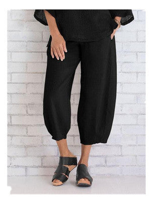 Solid Women's Simple Loose Casual Capris Pants Summer Spring