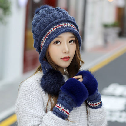 Women's Fleece Beanie with Ear Flaps | Warm Winter Ski & Outdoor Hat Cozy Knit Fleece-Feel Beanie With Ear Fl | Ectron Online