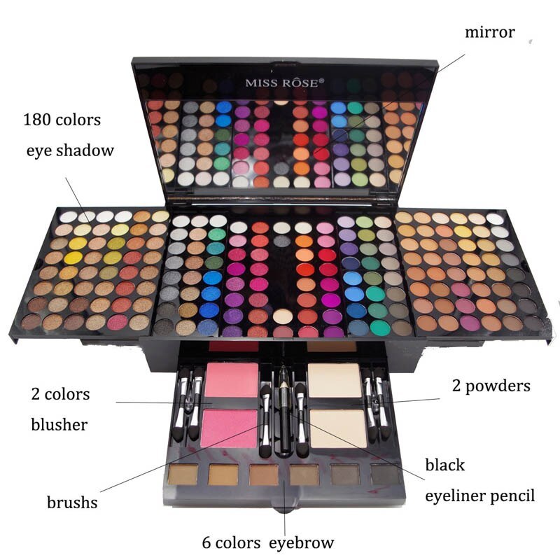 180 Colors Eyes Shadow Blush Set Personalized Piano-shaped Makeup Palette Box