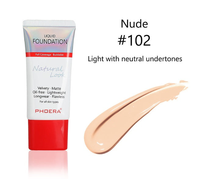 Matte Silky Tube Liquid Foundation - Long-Wear Hydrating Base for Women