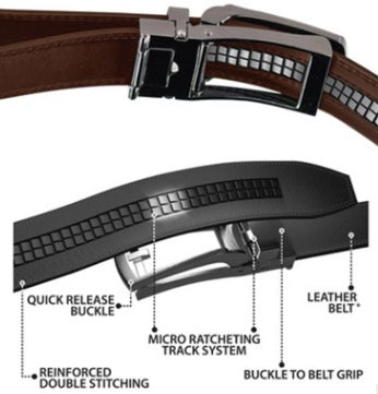 TV Belt Men's Comfort Click Fake Pin Buckle Men's Leather Belt