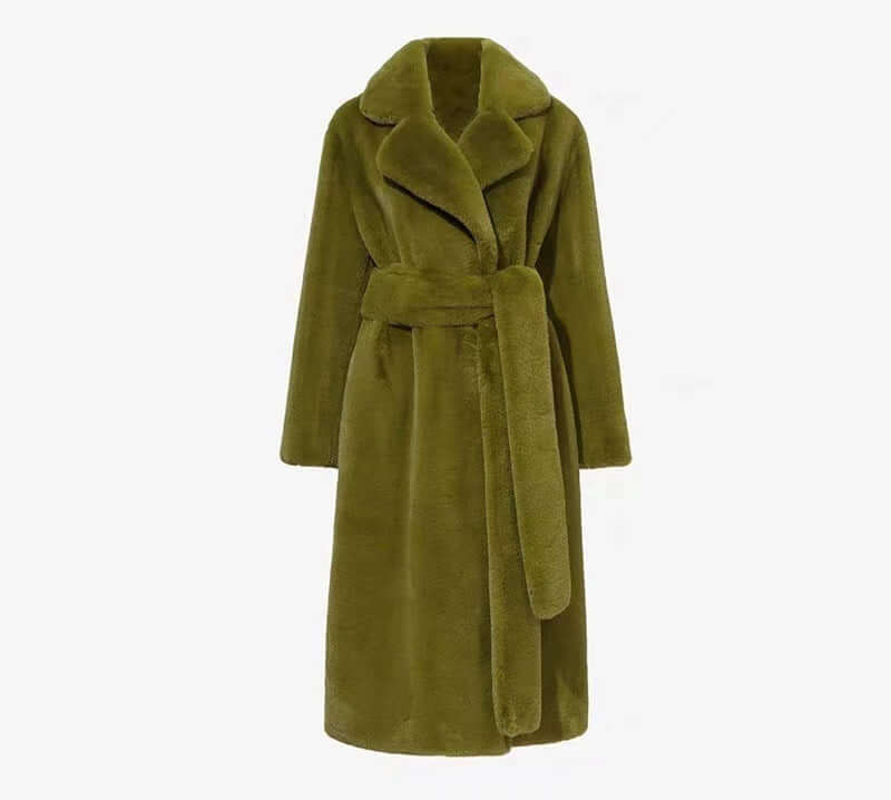 Long Faux Fur Trench Coat Artificial Fur Coat Suit Collar Cotton C | Ectron Online