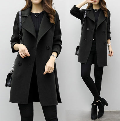 Women's Double-Breasted Slim Fit Coat | Elegant New Winter Overcoat Double row new coat women's slim fit | Ectron Online