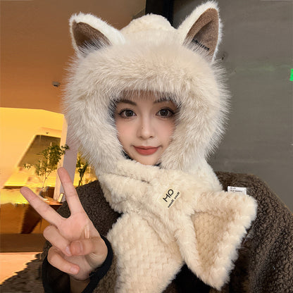 Cute Furry Fox Ear Hat | Warm Winter Plush Animal Ear Beanie Autumn And Winter Cute Furry Fox Ear Hat | Ectron Online