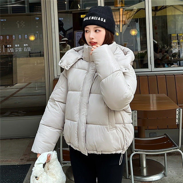 Elegant Fluffy Hooded Puffer Jacket - Warm Commute Coat Elegant Fluffy Hooded Cotton Jacket Puff | Ectron Online