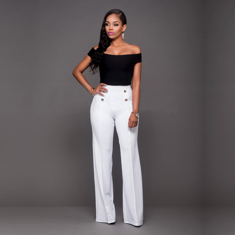 Stylish Slim Personality Double-Breasted Flared Trousers