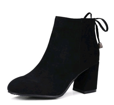 Women's Suede Short Boots – Square Toe European Style Ankle Boot Suede square head European and American | Ectron Online