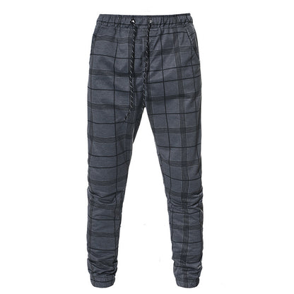 Micro-elastic plaid pants