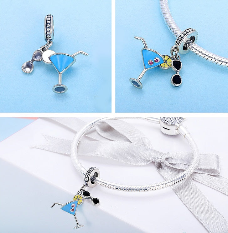 DIY Beaded Bracelet Accessories S925 Sterling Silver Fashion Summer Cold Drink Charm