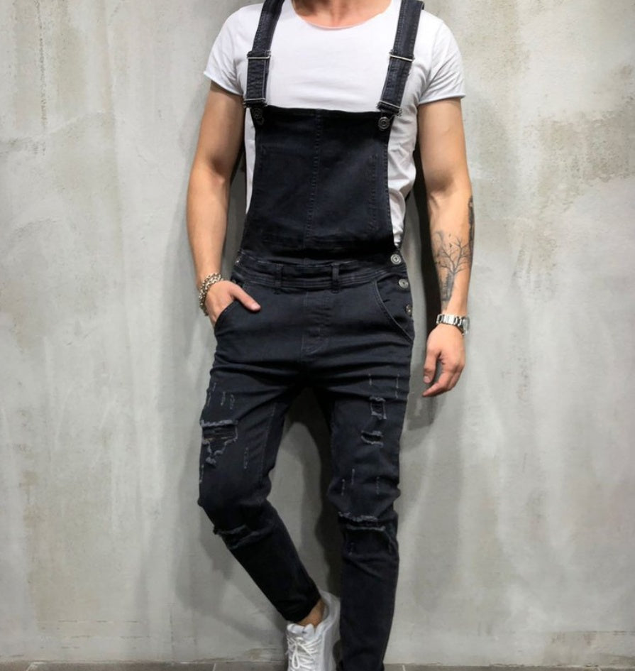 Sling Denim Romper with Torn Jeans Effect Men’s Bottoms | Ectron Online