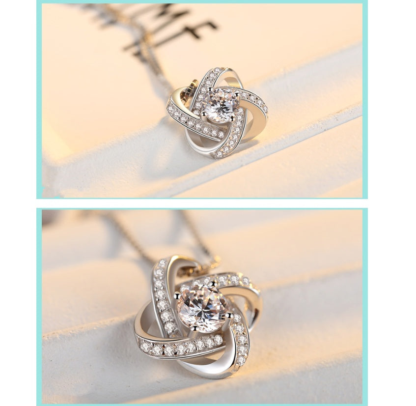 S925 Sterling Silver Pendant With Clover Diamond Necklace