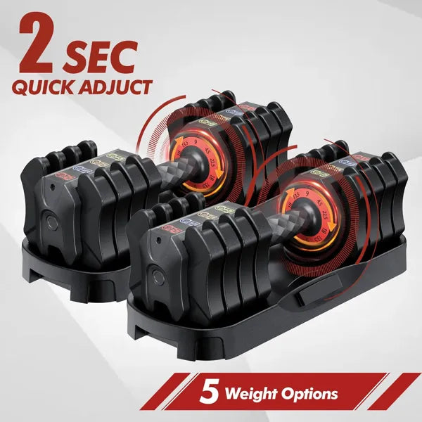 22.5LB Adjustable Dumbbell Set | 5-in-1 Fast Weight Change System