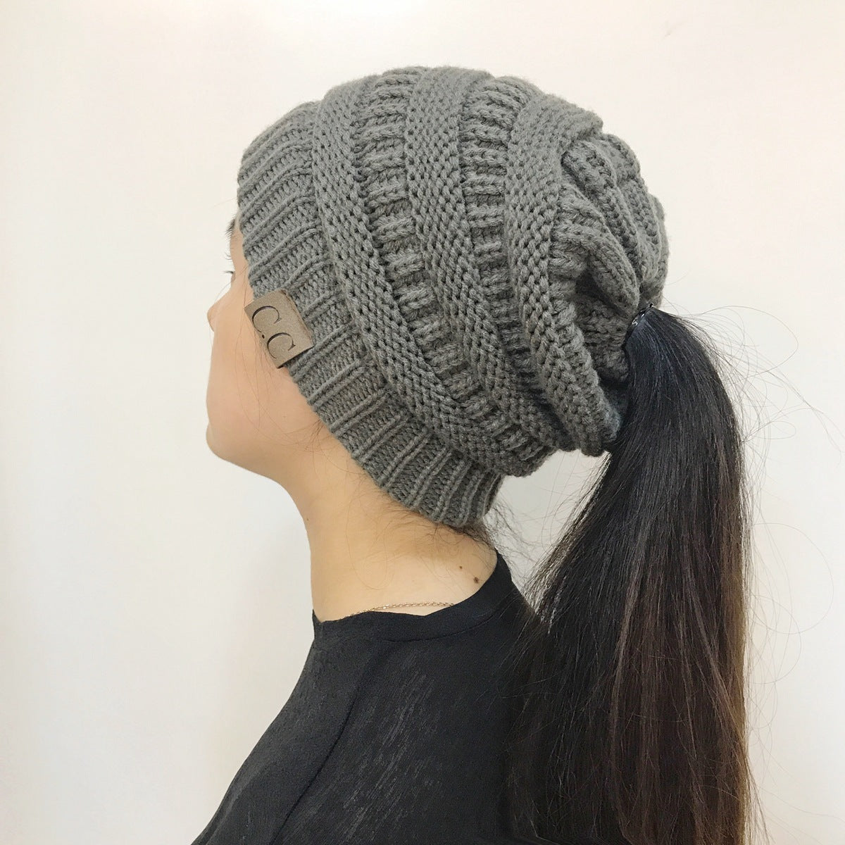 Knitted Ponytail Hat - Women's Fashion Wool Hat for Stylish Comfort Hats & Caps | Ectron Online