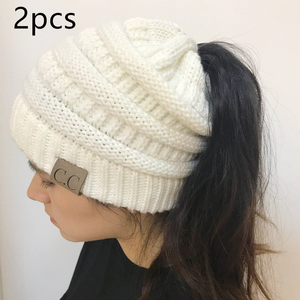 Knitted Ponytail Hat - Women's Fashion Wool Hat for Stylish Comfort Hats & Caps | Ectron Online