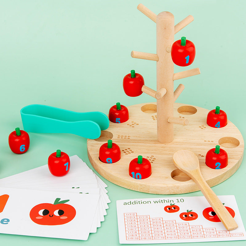 Montessori Early Education Digital Spelling Puzzle Picking Apple Toy Exercise Small Hand Fine Focus Picking Apple Game