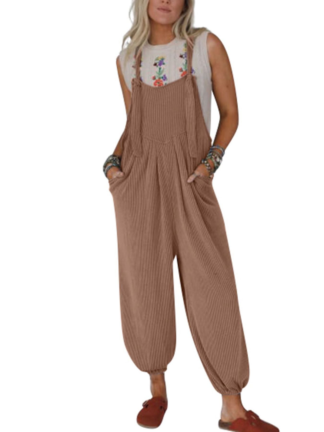 Women's Casual Long Jumpsuit | Comfortable Pocketed One-Piece Women's Casual Pocket Long Jumpsuit | Ectron Online