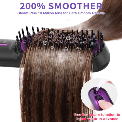 Advanced Ionic Steam Straightening Brush Hair Straightener Brush, Ionic Plus Stea | Ectron Online