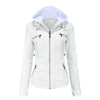 Detachable Two-piece Hooded Leather Jacket