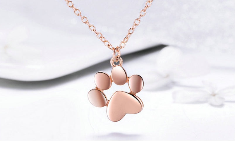 Footprint dog cat paw print foot necklace