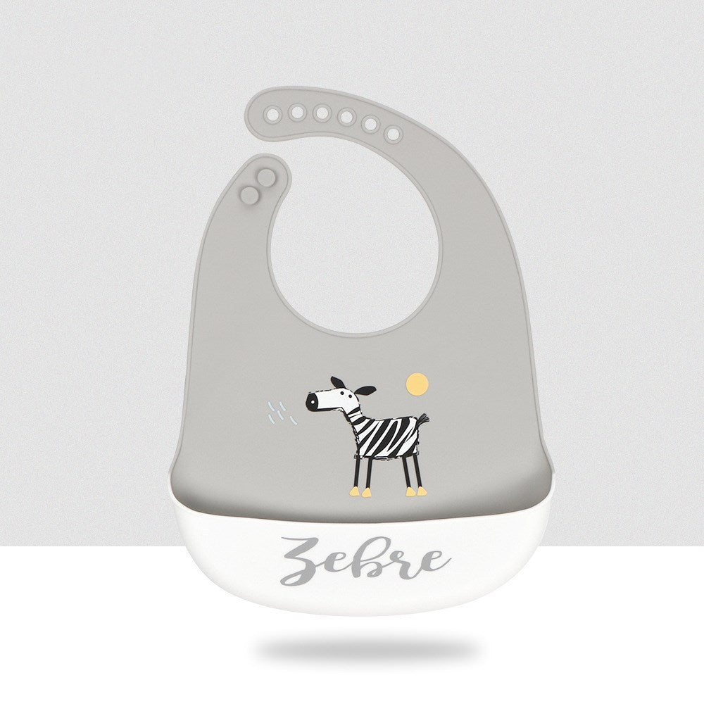 {{ brand }} Waterproof Silicone Baby Bib – Cute Cartoon Design B - Baby Cartoon Silicone Bib Waterproof And