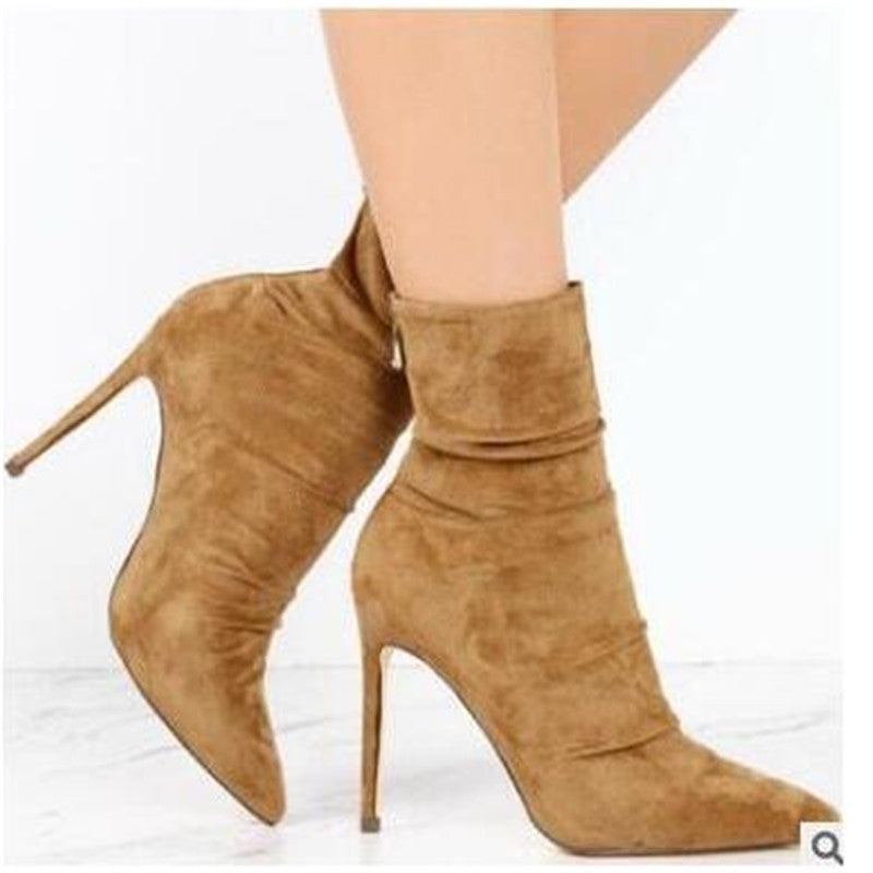Autumn/Winter Boots: New Wrinkled Suede Design Women's Shoes | Ectron Online