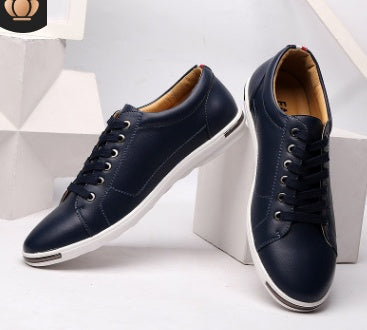 Men's Large Size Casual Leather Shoes – Breathable & Stylish Men's large size casual shoes fashion br | Ectron Online