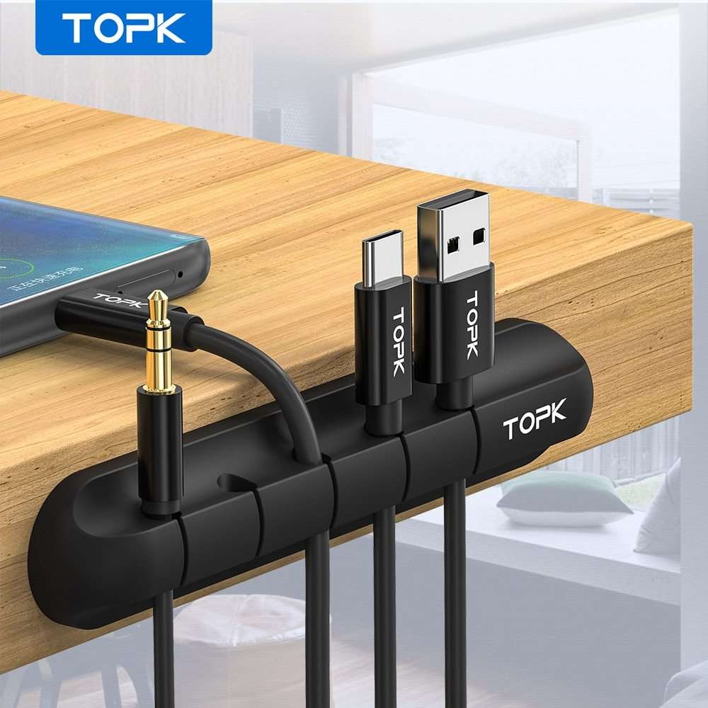 {{ brand }} Silicone Cable Organizer – USB Winder & Desktop Management Clips 5holes - Silicone USB Cable Winder Desktop Cable