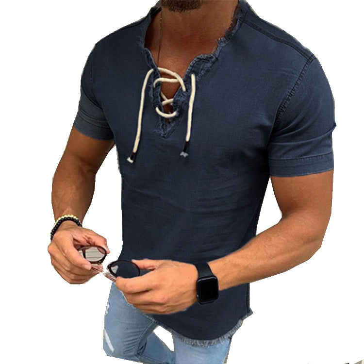 Men’s Tassel Elastic Denim Shirt – Stylish & Comfortable Fit Tassel Elastic Men's Denim Shirt Men's S | Ectron Online