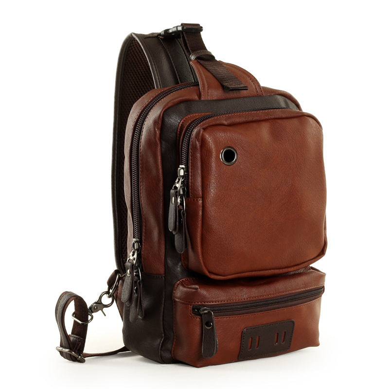 Men's Leather Backpack for Students Leather men bag student backpack leisure | Ectron Online