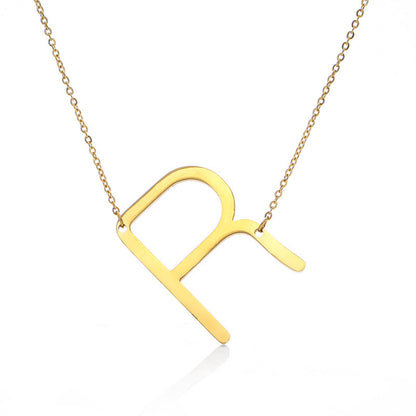 Fabulous Rose Gold Plated Stainless Steel Initial Letter Pendant Necklace