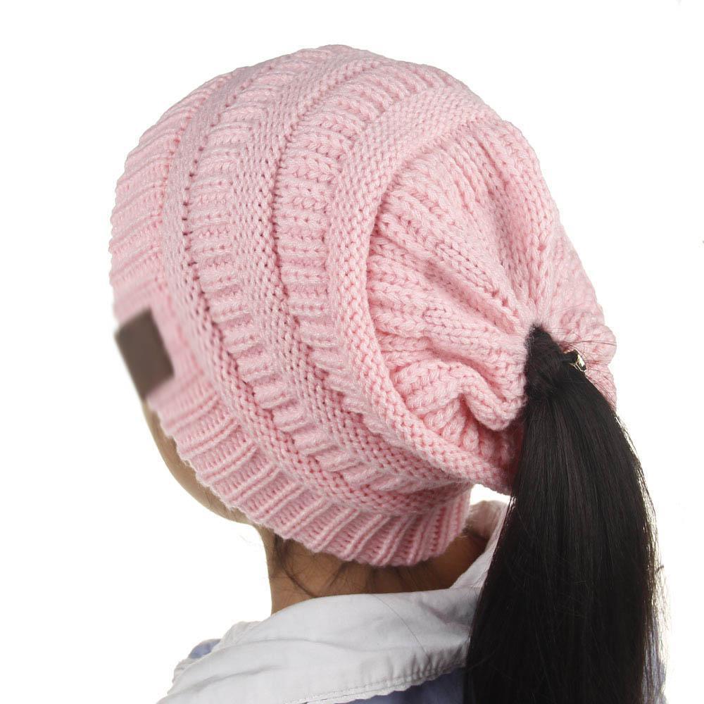 Knitted Ponytail Hat - Women's Fashion Wool Hat for Stylish Comfort Hats & Caps | Ectron Online