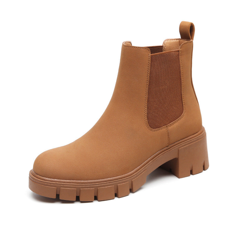 Women's Suede Thick Bottom Boots - Dr Martens Style Women's Thick Bottom Suede Dr Martens Bo | Ectron Online