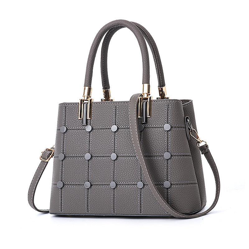 Rivet Accent PU Leather Handbag – Stylish & Spacious Tote Handbag rivet handbag | Ectron Online