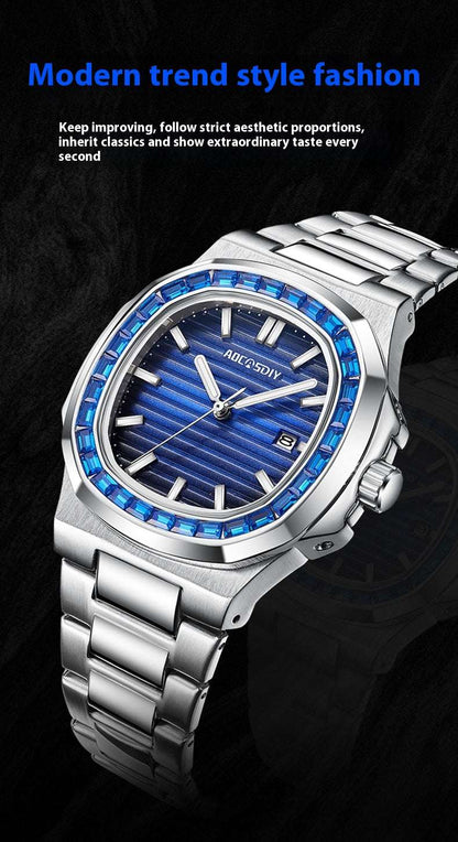 Men's Diamond Luminous Watch 2024 Men's Fashion Diamond Luminous Quar | Ectron Online