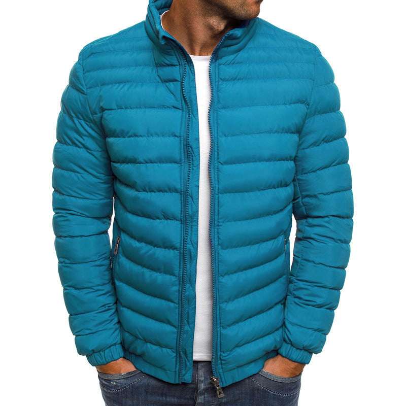 Men's Solid Color Cold-Proof Overcoat Men Jacket Zipper Solid Color Long Sleev | Ectron Online