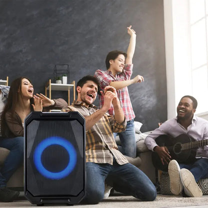 Wireless Party Speaker with 2 Mics | TWS Bass & LED Bluetooth Speaker Portable Wireless Party Speaker With LED | Ectron Online