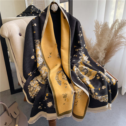 Lady Style Cashmere-like Double-sided Thermal Student Scarf Air Conditioning Shawl