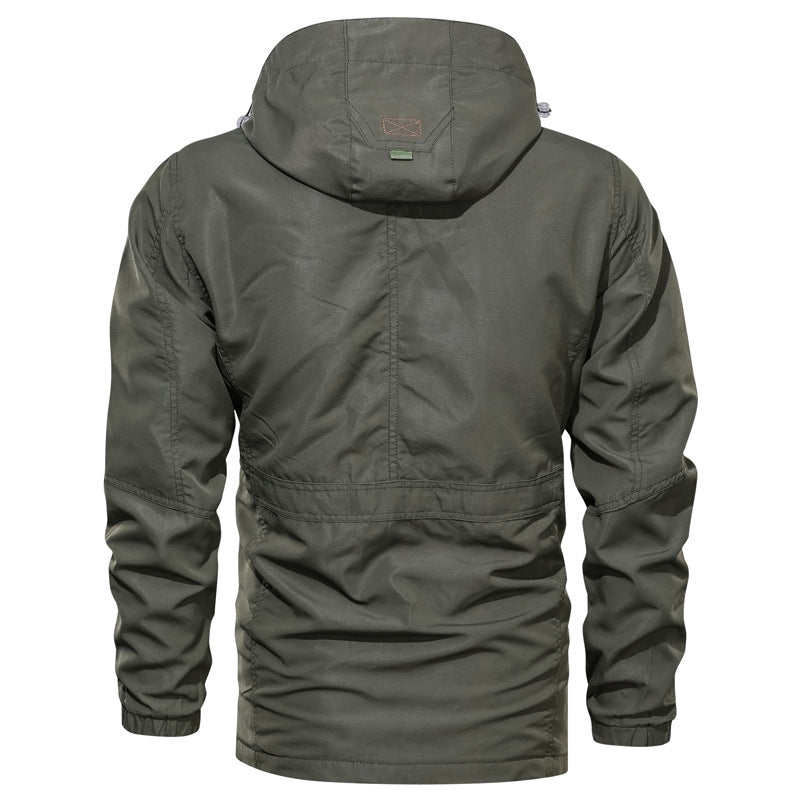 Men's Casual Mid-Length Hooded Outdoor Jacket - Plus Size
