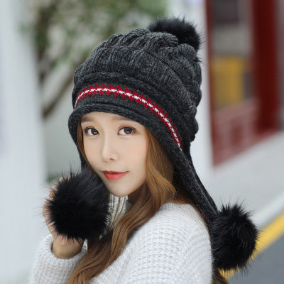 Women's Fleece Beanie with Ear Flaps | Warm Winter Ski & Outdoor Hat Cozy Knit Fleece-Feel Beanie With Ear Fl | Ectron Online