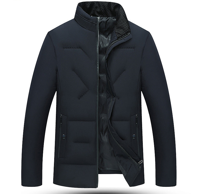 Business Casual Padded Jacket Business Stand Collar Zipper Silk-like C | Ectron Online