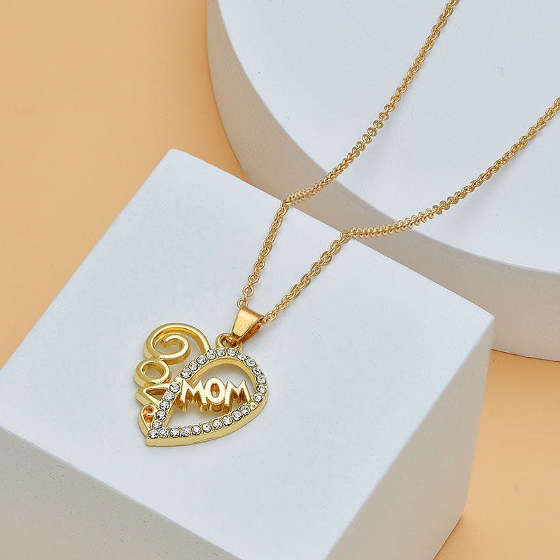 A Mother's Love | Heart-Shaped Diamond Letter Necklace Mother's Day Mom Heart Shape With Diamond Letter Necklace For Women Fine Jewelry Women Accessories Fashion Jewelry | Ectron Online