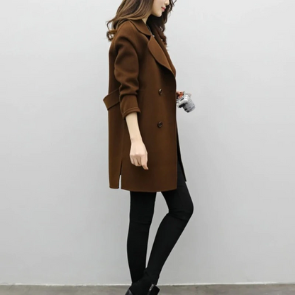 Women's Double-Breasted Slim Fit Coat | Elegant New Winter Overcoat Double row new coat women's slim fit | Ectron Online
