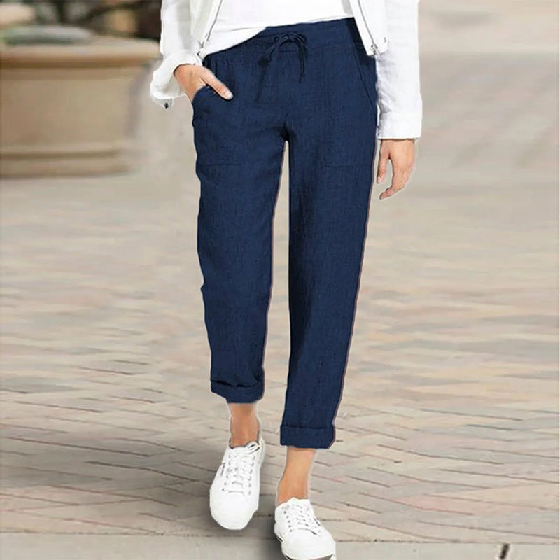 Oversized cotton and linen slacks